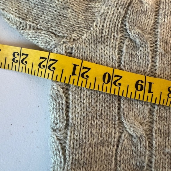 Vintage Men's Alpaca Beige Cable Knit Sweater with Stripes Italy - Picture 7 of 10